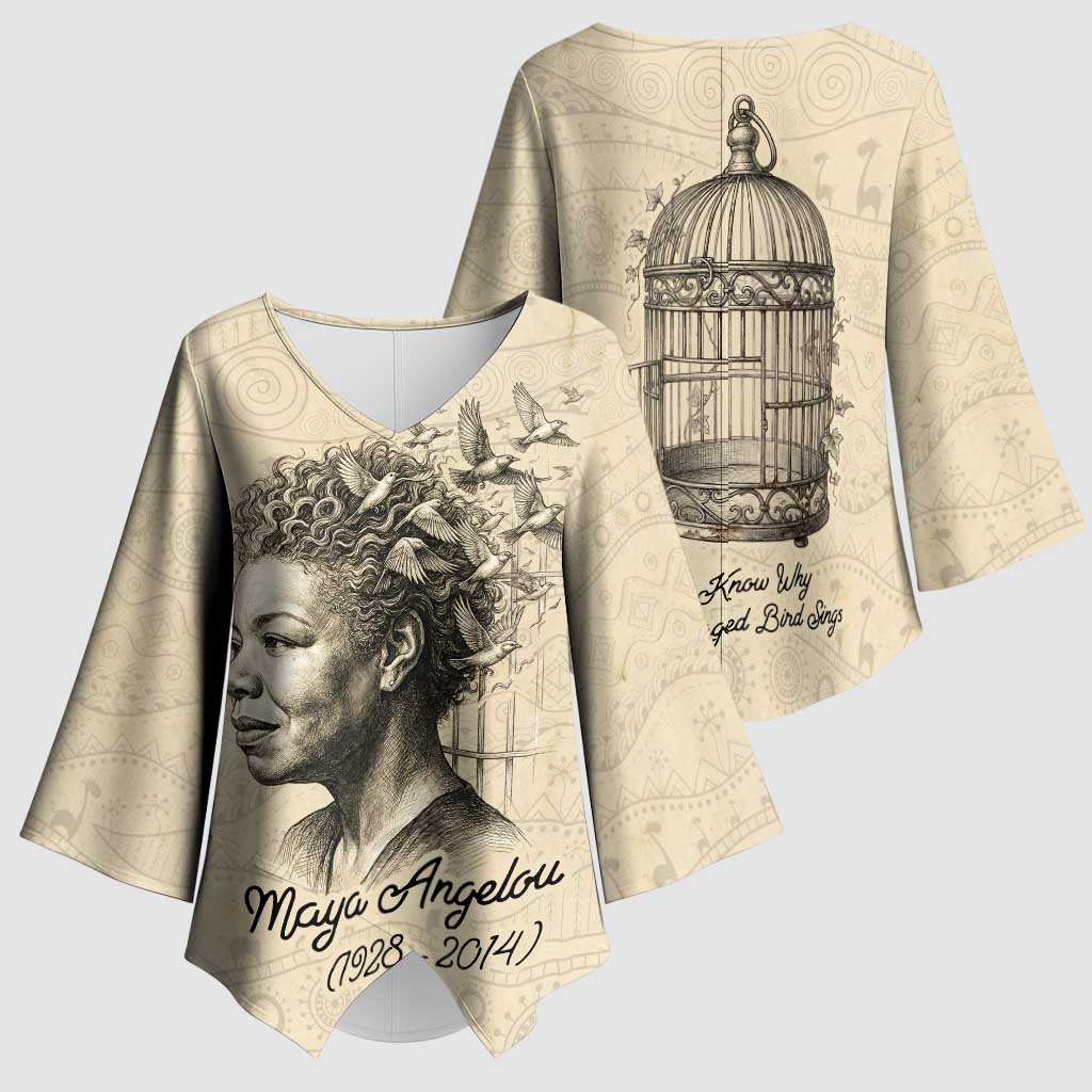 Maya Angelou Kimono Sleeve Blouse I Know Why The Caged Bird Sings - African Pride