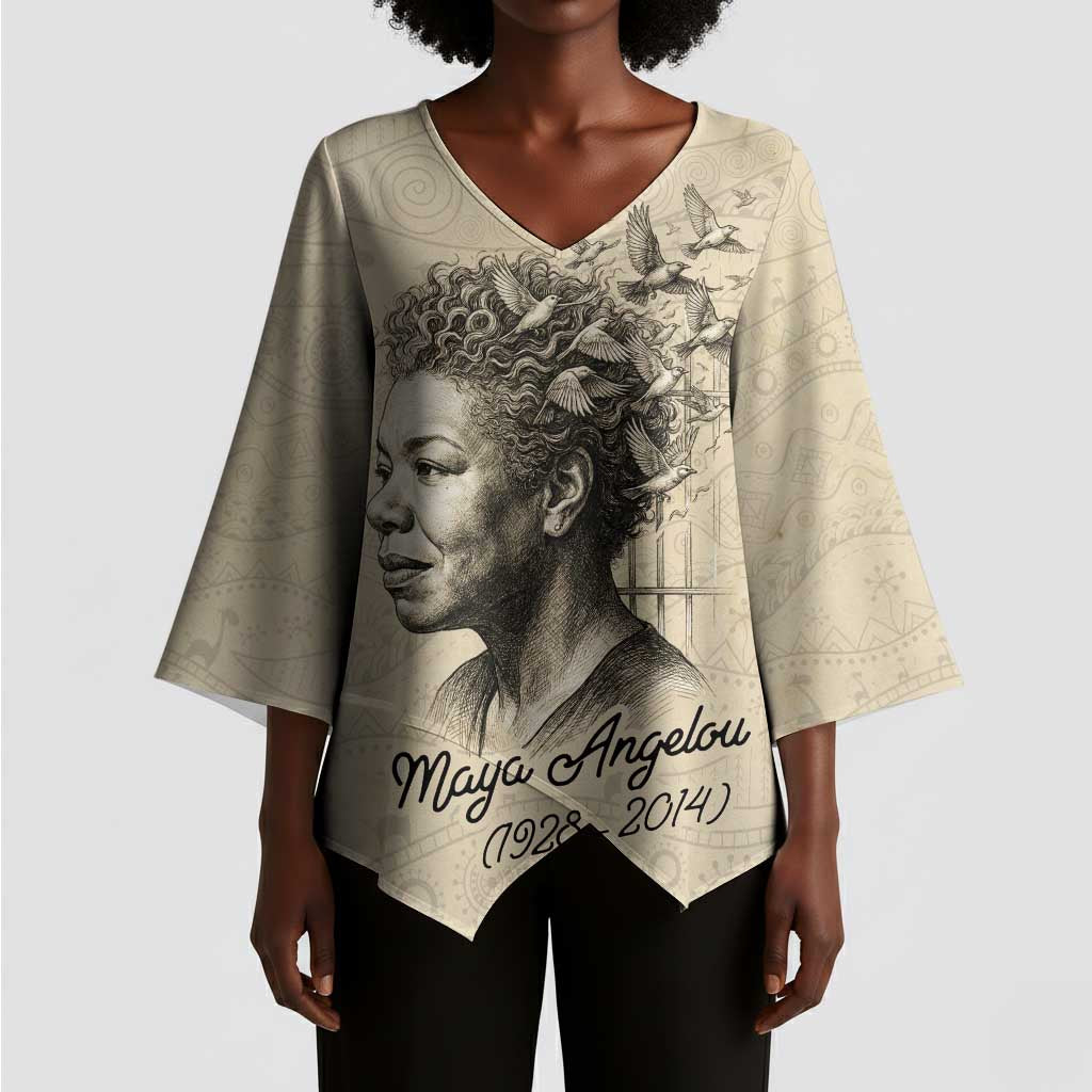 Maya Angelou Kimono Sleeve Blouse I Know Why The Caged Bird Sings - African Pride