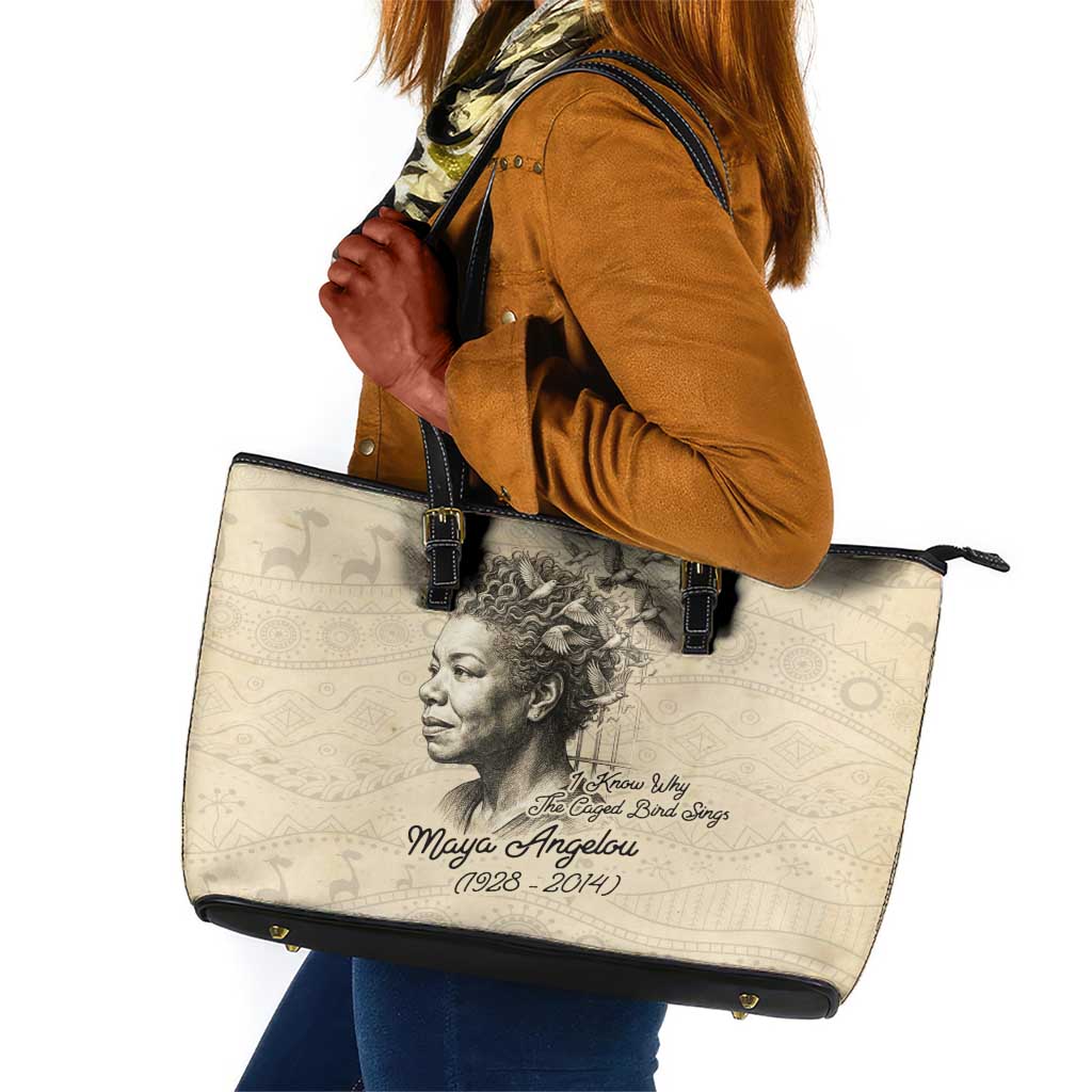 Maya Angelou Leather Tote Bag I Know Why The Caged Bird Sings - African Pride