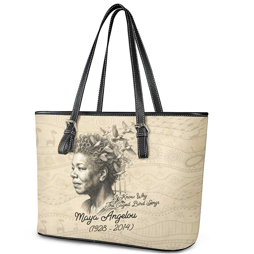 Maya Angelou Leather Tote Bag I Know Why The Caged Bird Sings - African Pride