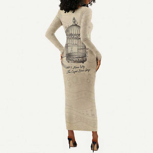 Maya Angelou Long Sleeve Bodycon Dress I Know Why The Caged Bird Sings - African Pride