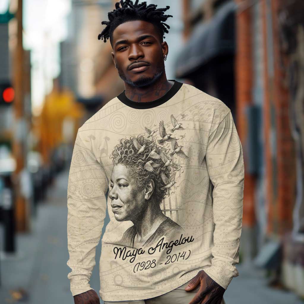 Maya Angelou Long Sleeve Shirt I Know Why The Caged Bird Sings - African Pride