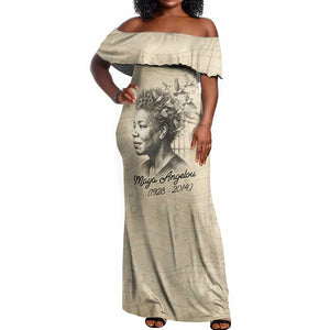 Maya Angelou Off Shoulder Maxi Dress I Know Why The Caged Bird Sings - African Pride
