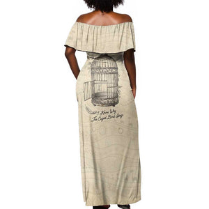 Maya Angelou Off Shoulder Maxi Dress I Know Why The Caged Bird Sings - African Pride