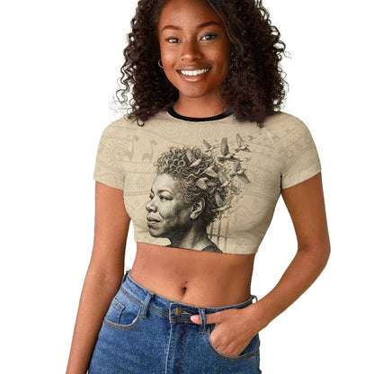 Maya Angelou Raglan Cropped T shirt I Know Why The Caged Bird Sings - African Pride