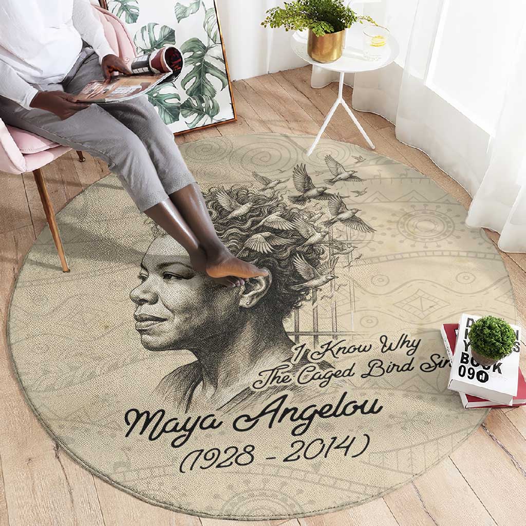 Maya Angelou Round Carpet I Know Why The Caged Bird Sings - African Pride