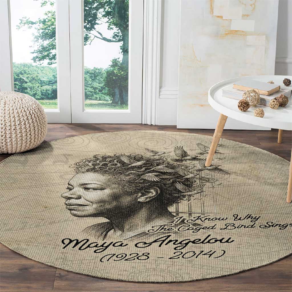 Maya Angelou Round Carpet I Know Why The Caged Bird Sings - African Pride