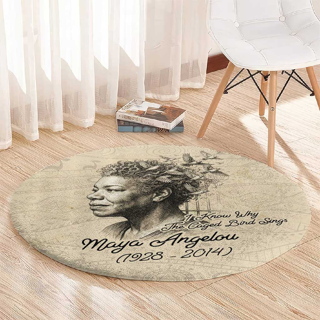 Maya Angelou Round Carpet I Know Why The Caged Bird Sings - African Pride