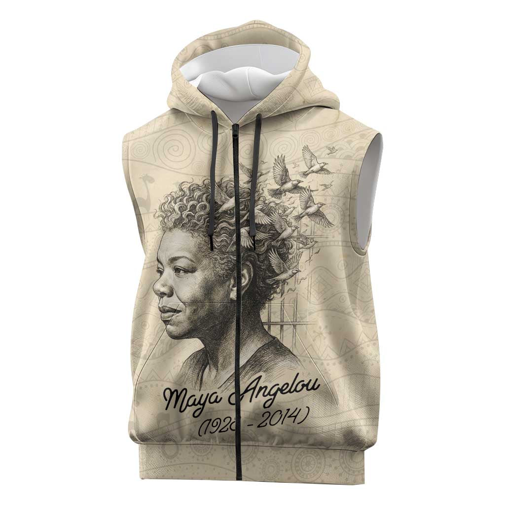 Maya Angelou Sleeveless Zip Hoodie I Know Why The Caged Bird Sings - African Pride