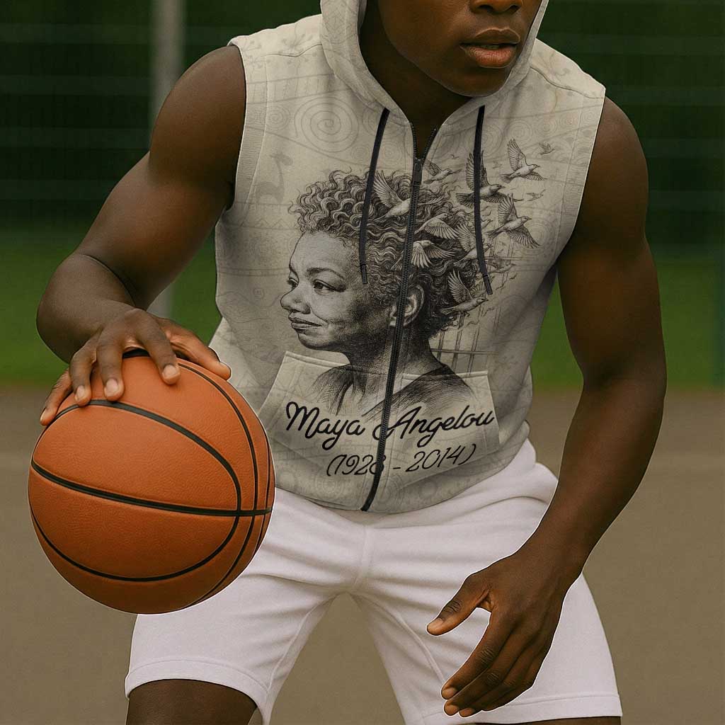 Maya Angelou Sleeveless Zip Hoodie I Know Why The Caged Bird Sings - African Pride