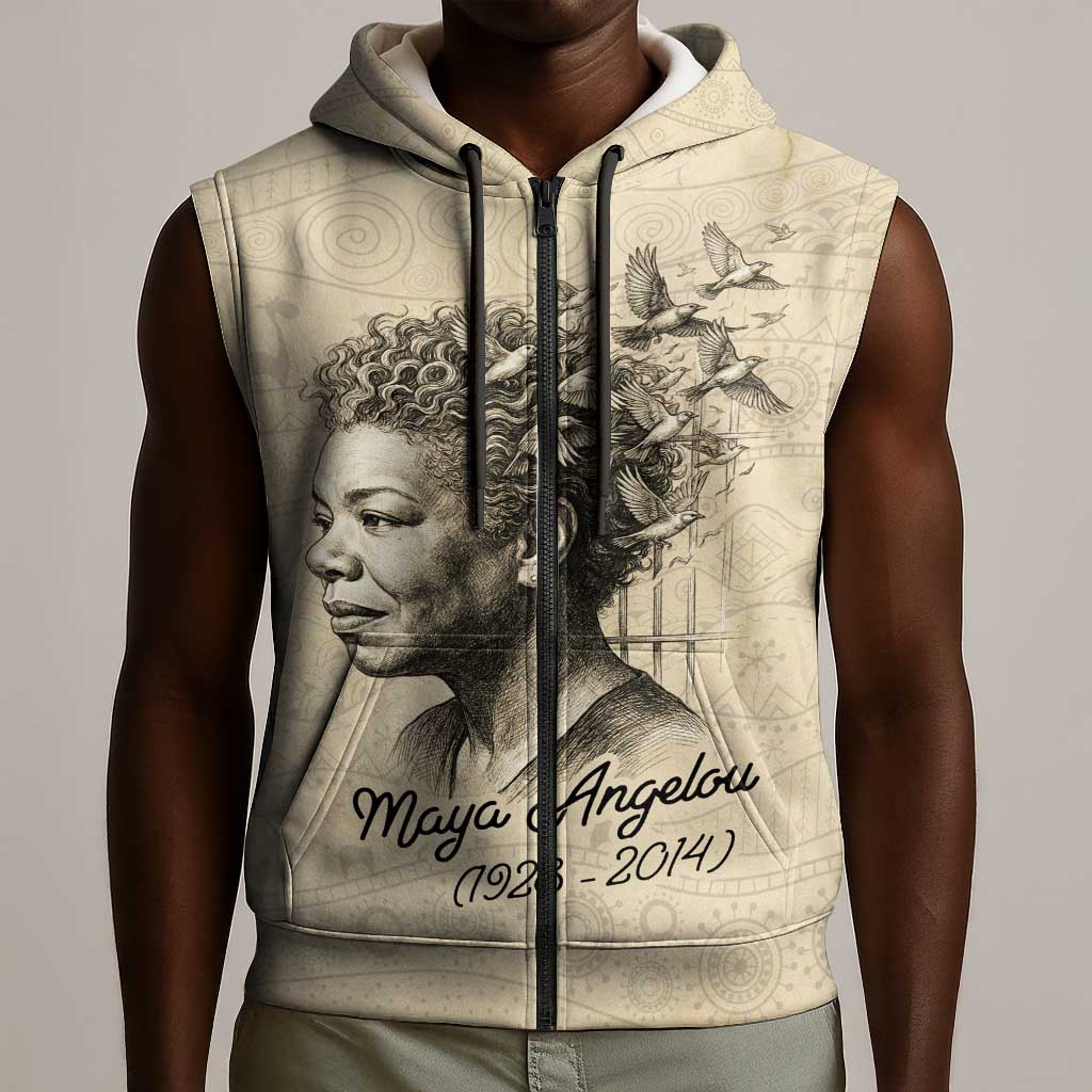 Maya Angelou Sleeveless Zip Hoodie I Know Why The Caged Bird Sings - African Pride