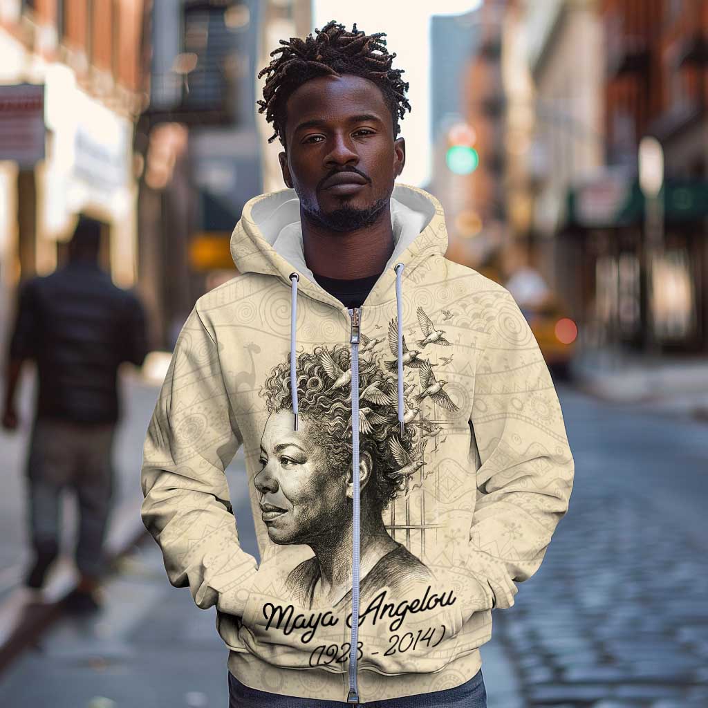 Maya Angelou Zip Hoodie I Know Why The Caged Bird Sings - African Pride