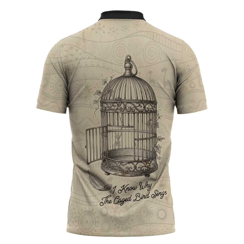 Maya Angelou Zipper Polo Shirt I Know Why The Caged Bird Sings - African Pride
