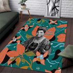 Maya Angelou Area Rug Inspirational Quote Design Vibrant Teal and Orange Leaf Motif - African Pride
