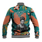 Maya Angelou Baseball Jacket Inspirational Quote Design Vibrant Teal and Orange Leaf Motif - African Pride