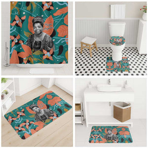 Maya Angelou Bathroom Set Inspirational Quote Design Vibrant Teal and Orange Leaf Motif - African Pride