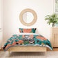 Maya Angelou Bedding Set Inspirational Quote Design Vibrant Teal and Orange Leaf Motif - African Pride