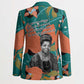 Maya Angelou Blazer Inspirational Quote Design Vibrant Teal and Orange Leaf Motif - African Pride