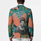 Maya Angelou Blazer Inspirational Quote Design Vibrant Teal and Orange Leaf Motif - African Pride