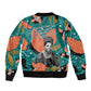 Maya Angelou Bomber Jacket Inspirational Quote Design Vibrant Teal and Orange Leaf Motif - African Pride