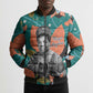 Maya Angelou Bomber Puffer Jacket Inspirational Quote Design Vibrant Teal and Orange Leaf Motif - African Pride