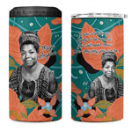 Maya Angelou 4 in 1 Can Cooler Tumbler Inspirational Quote Design Vibrant Teal and Orange Leaf Motif - African Pride