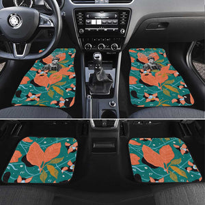 Maya Angelou Car Mats Inspirational Quote Design Vibrant Teal and Orange Leaf Motif - African Pride