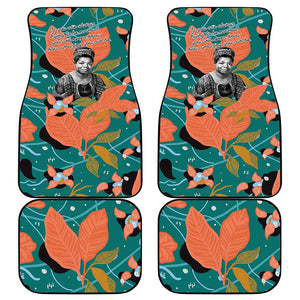 Maya Angelou Car Mats Inspirational Quote Design Vibrant Teal and Orange Leaf Motif - African Pride
