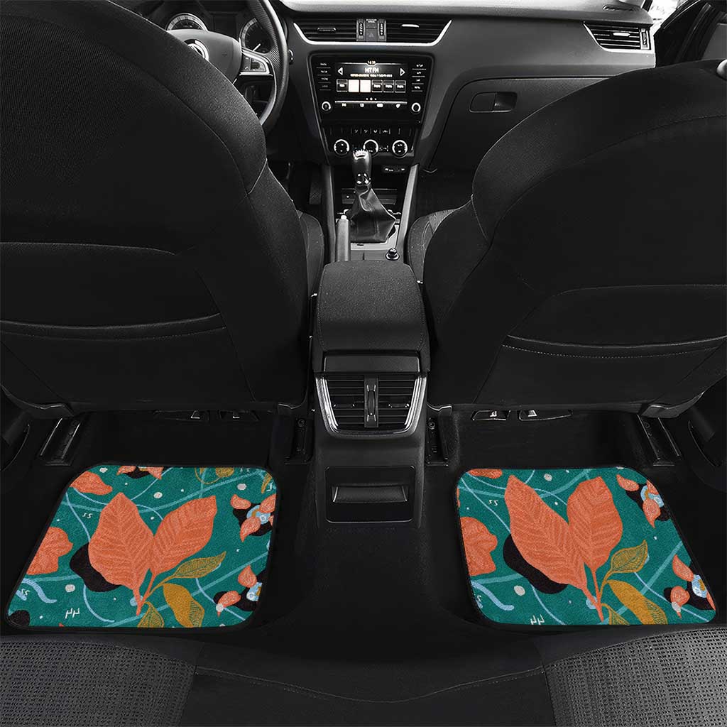 Maya Angelou Car Mats Inspirational Quote Design Vibrant Teal and Orange Leaf Motif - African Pride