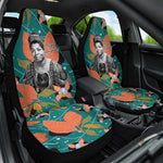 Maya Angelou Car Seat Cover Inspirational Quote Design Vibrant Teal and Orange Leaf Motif - African Pride