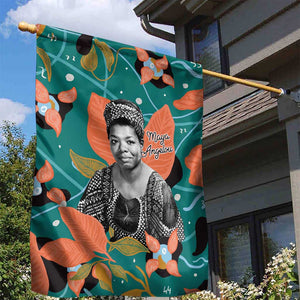 Maya Angelou Garden Flag Inspirational Quote Design Vibrant Teal and Orange Leaf Motif - African Pride