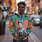 Maya Angelou Hoodie Inspirational Quote Design Vibrant Teal and Orange Leaf Motif - African Pride