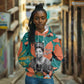 Maya Angelou Hoodie Inspirational Quote Design Vibrant Teal and Orange Leaf Motif - African Pride