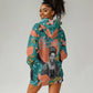 Maya Angelou Hoodie Dress Inspirational Quote Design Vibrant Teal and Orange Leaf Motif - African Pride