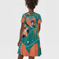 Maya Angelou Kid Short Sleeve Dress Inspirational Quote Design Vibrant Teal and Orange Leaf Motif - African Pride