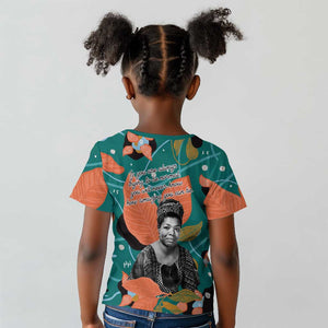 Maya Angelou Kid T shirt Inspirational Quote Design Vibrant Teal and Orange Leaf Motif - African Pride