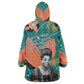 Maya Angelou Kid Wearable Blanket Hoodie Inspirational Quote Design Vibrant Teal and Orange Leaf Motif - African Pride