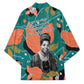 Maya Angelou Kimono Inspirational Quote Design Vibrant Teal and Orange Leaf Motif - African Pride