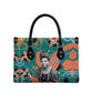 Maya Angelou Leather Bag Inspirational Quote Design Vibrant Teal and Orange Leaf Motif - African Pride