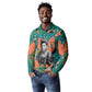 Maya Angelou Long Sleeve Polo Shirt Inspirational Quote Design Vibrant Teal and Orange Leaf Motif - African Pride