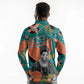 Maya Angelou Long Sleeve Polo Shirt Inspirational Quote Design Vibrant Teal and Orange Leaf Motif - African Pride