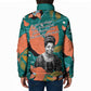 Maya Angelou Padded Jacket Inspirational Quote Design Vibrant Teal and Orange Leaf Motif - African Pride