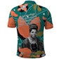Maya Angelou Polo Shirt Inspirational Quote Design Vibrant Teal and Orange Leaf Motif - African Pride