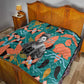 Maya Angelou Quilt Inspirational Quote Design Vibrant Teal and Orange Leaf Motif - African Pride