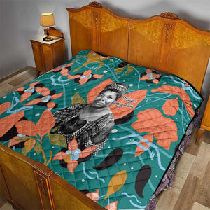 Maya Angelou Quilt Inspirational Quote Design Vibrant Teal and Orange Leaf Motif - African Pride