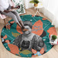 Maya Angelou Round Carpet Inspirational Quote Design Vibrant Teal and Orange Leaf Motif - African Pride