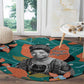 Maya Angelou Round Carpet Inspirational Quote Design Vibrant Teal and Orange Leaf Motif - African Pride
