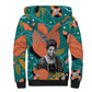 Maya Angelou Sherpa Hoodie Inspirational Quote Design Vibrant Teal and Orange Leaf Motif - African Pride