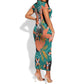 Maya Angelou Short Sleeve Bodycon Dress Inspirational Quote Design Vibrant Teal and Orange Leaf Motif - African Pride
