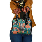 Maya Angelou Shoulder Handbag Inspirational Quote Design Vibrant Teal and Orange Leaf Motif - African Pride